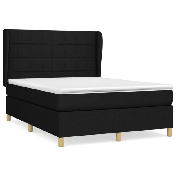 Cama box spring con colchón tela negro 140x200 cm M 2