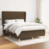 Cama box spring con colchón tela marrón oscuro 140x200 cm 1