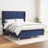Cama box spring con colchón tela azul 140x200 cm 1