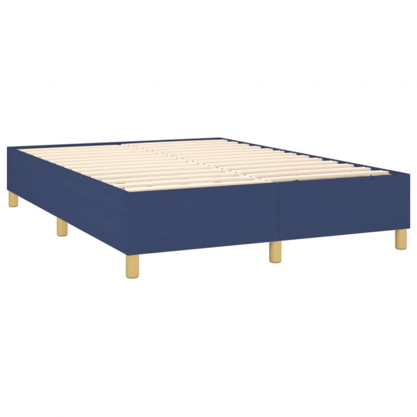 Cama box spring con colchón tela azul 140x200 cm M 4