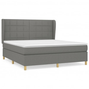 Cama box spring con colchón tela gris oscuro 160x200 cm H