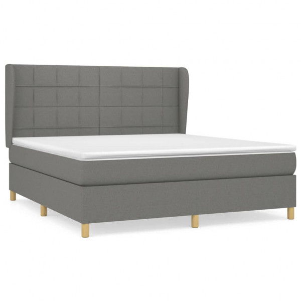 Cama box spring con colchón tela gris oscuro 160x200 cm M 2