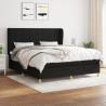 Cama box spring con colchón tela negro 160x200 cm 1