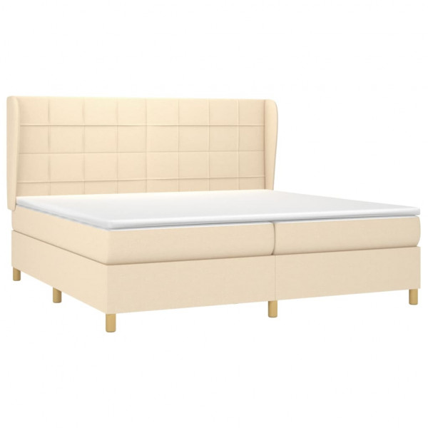 Cama com molas/colchão 200x200 cm tecido cor creme M 3