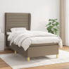 Cama box spring con colchón tela gris taupe 80x200 cm 1