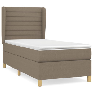 Cama box spring con colchón tela gris taupe 80x200 cm H