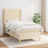 Cama box spring con colchón tela color crema 80x200 cm 1