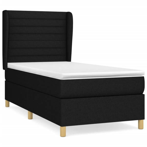 Cama com molas/colchão 90x190 cm tecido preto M 2
