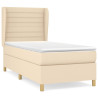 Cama box spring con colchón tela color crema 90x190 cm 2