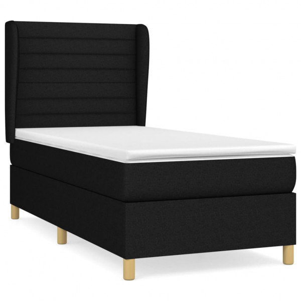 Cama com molas/colchão 90x200 cm tecido preto M 2