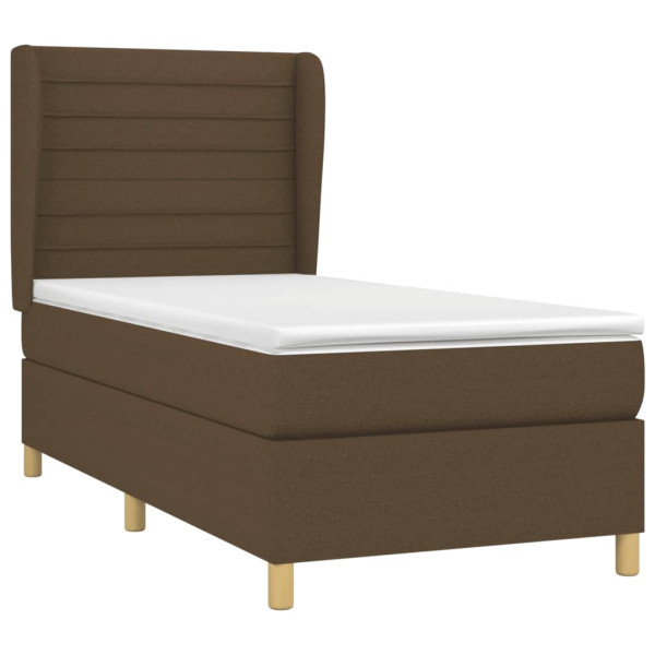 Cama box spring con colchón tela marrón oscuro 90x200 cm M 3