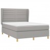 Cama box spring con colchón tela gris claro 140x190 cm 3