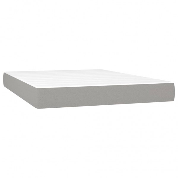Cama box spring con colchón tela gris claro 140x190 cm M 5