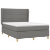 Cama box spring con colchón tela gris oscuro 140x190 cm 3