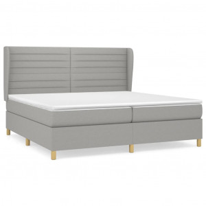 Cama box spring con colchón tela gris claro 200x200 cm H