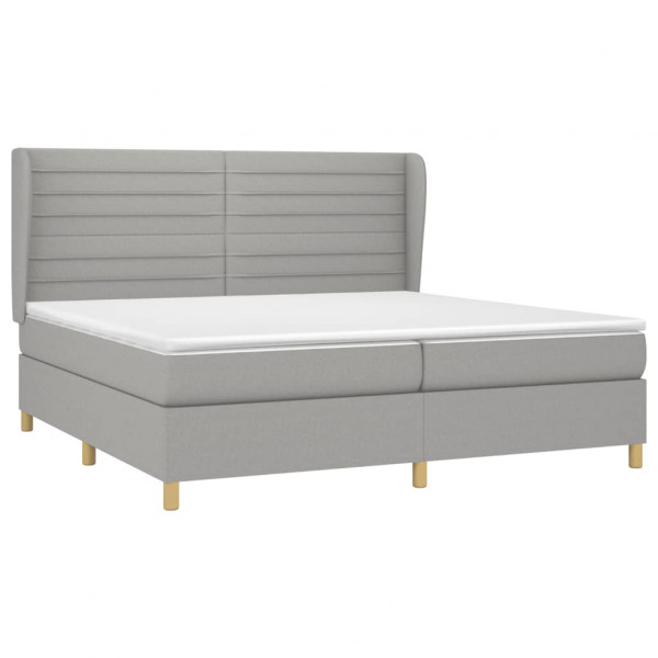 Cama box spring con colchón tela gris claro 200x200 cm M 3
