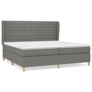 Cama box spring con colchón tela gris oscuro 200x200 cm H