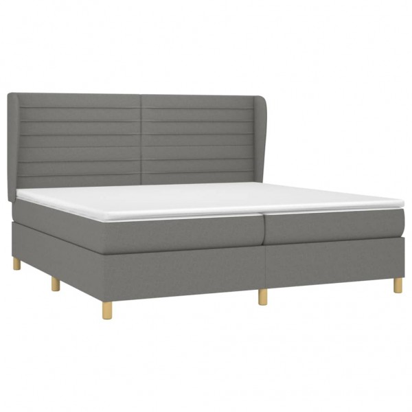 Cama com molas/colchão 200x200 cm tecido cinzento-escuro M 3