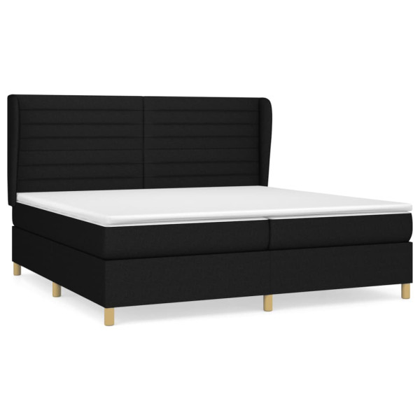 Cama box spring con colchón tela negro 200x200 cm M 2