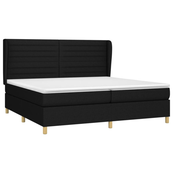 Cama com molas/colchão 200x200 cm tecido preto M 3