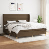 Cama box spring con colchón tela marrón oscuro 200x200 cm 1