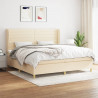 Cama box spring con colchón tela color crema 200x200 cm 1