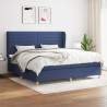 Cama box spring con colchón tela azul 200x200 cm 1
