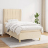 Cama box spring con colchón tela color crema 80x200 cm 1