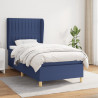 Cama box spring con colchón tela azul 80x200 cm 1
