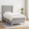 Cama box spring con colchón tela gris claro 90x190 cm 1