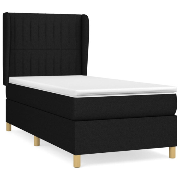 Cama box spring con colchón tela negro 90x190 cm M 2
