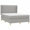 Cama box spring con colchón tela gris claro 140x190 cm 3