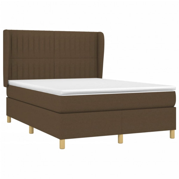 Cama box spring con colchón tela marrón oscuro 140x200 cm M 3