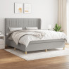 Cama box spring con colchón tela gris claro 160x200 cm 1