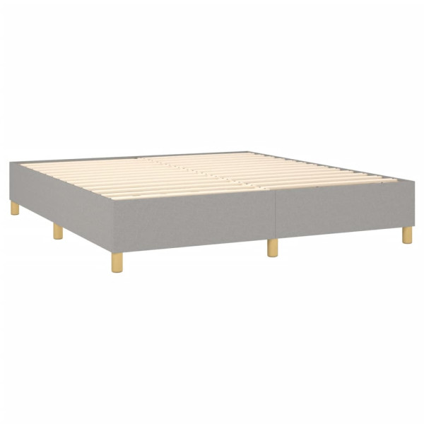 Cama box spring con colchón tela gris claro 160x200 cm M 4