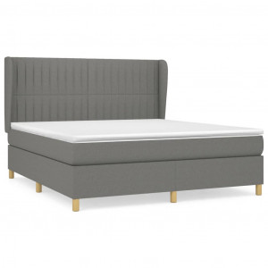 Cama box spring con colchón tela gris oscuro 160x200 cm H