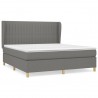 Cama box spring con colchón tela gris oscuro 160x200 cm 2