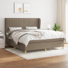 Cama box spring con colchón tela gris taupe 160x200 cm 1