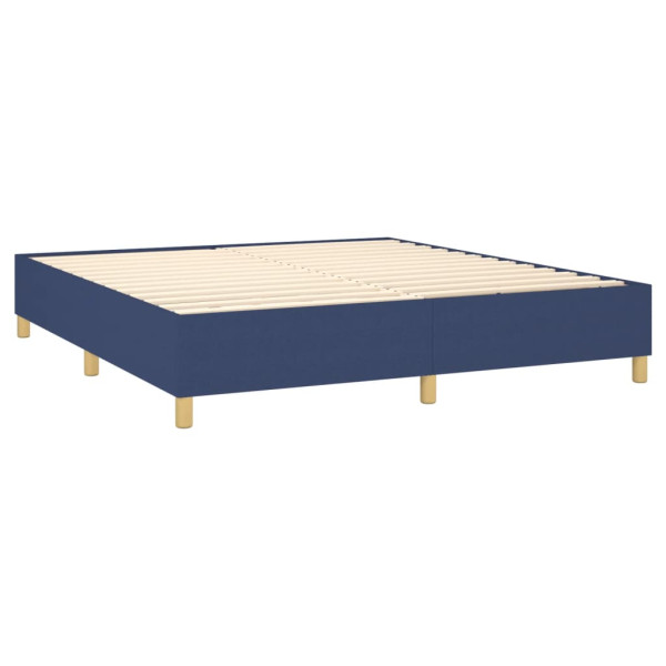 Cama box spring con colchón tela azul 160x200 cm M 4