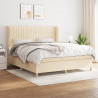 Cama box spring con colchón tela color crema 180x200 cm 1