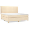 Cama box spring con colchón tela color crema 180x200 cm 2