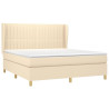 Cama box spring con colchón tela color crema 180x200 cm 3