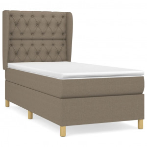 Cama box spring con colchón tela gris taupe 80x200 cm H