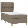 Cama box spring con colchón tela gris taupe 80x200 cm 3