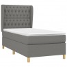 Cama box spring con colchón tela gris oscuro 90x190 cm 3