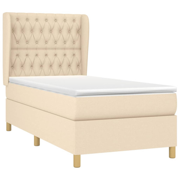 Cama com molas/colchão 90x190 cm tecido cor creme M 3