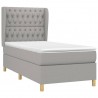 Cama box spring con colchón tela gris claro 90x200 cm 3