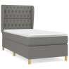 Cama box spring con colchón tela gris oscuro 90x200 cm 2