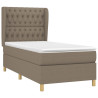 Cama box spring con colchón tela gris taupe 90x200 cm 3