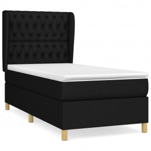Cama box spring con colchón tela negro 100x200 cm H